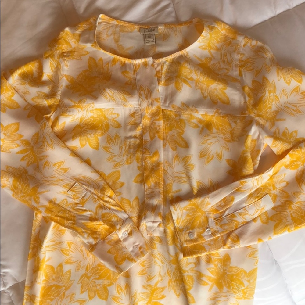 J. Crew Yellow/Gold Print Blouse